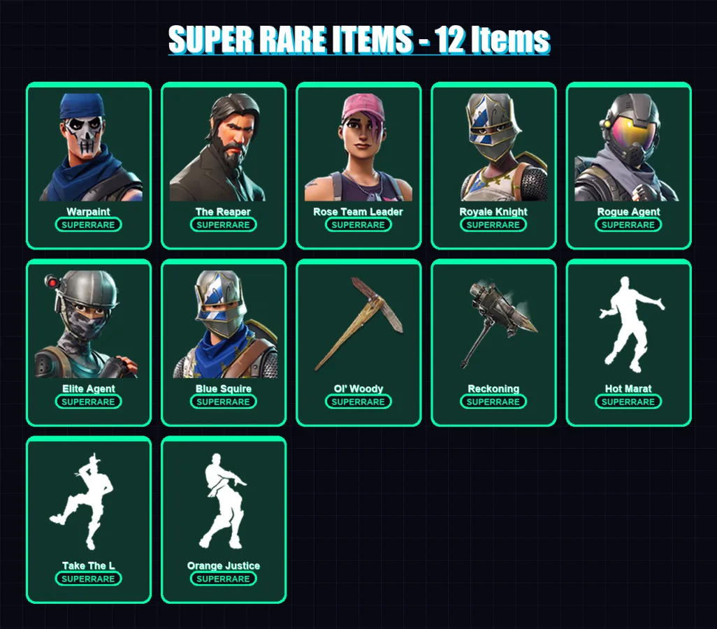 [PC/PSN] | Warpaint | The Reaper | Rose Team Leader | Royale Knight | Rogue Agent | 63 skin | 71 pickaxe | 83 emote | 59 glider | Lv890