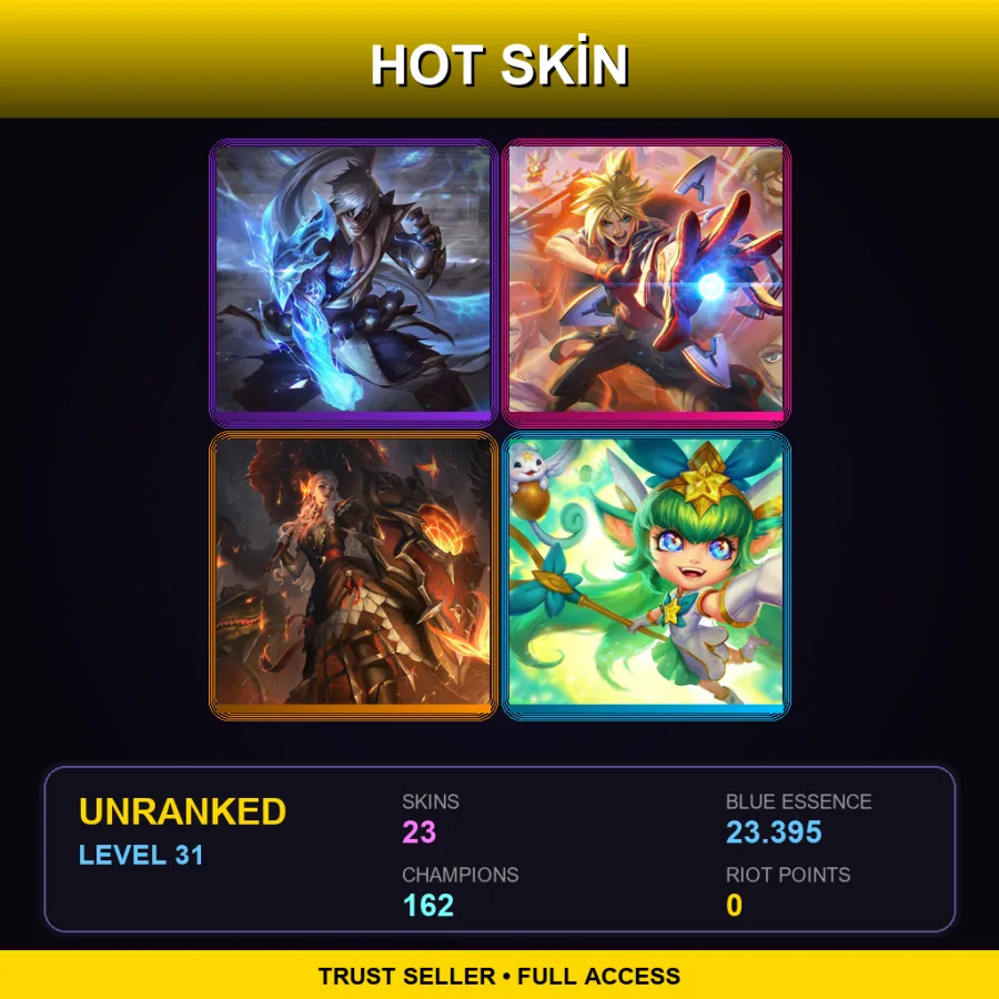 VN | Lv31 | Unranked | 23 Skin | 162 Champ