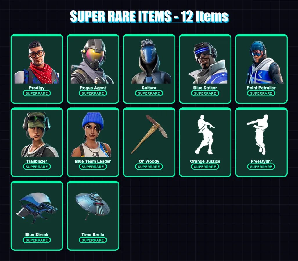 [PC/XBOX] | Prodigy | Rogue Agent | Sultura | Blue Striker | Point Patroller | 43 skin | 57 pickaxe | 62 emote | 50 glider | Lv785