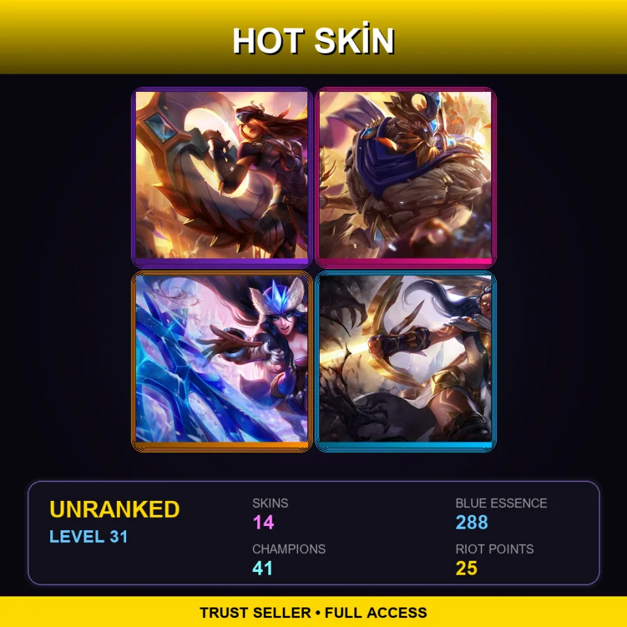OCE | Victorious Sivir | Victorious Maokai | Snowstorm Sivir | Arclight Vayne | 14 Skin | 41 Champ | Lv31
