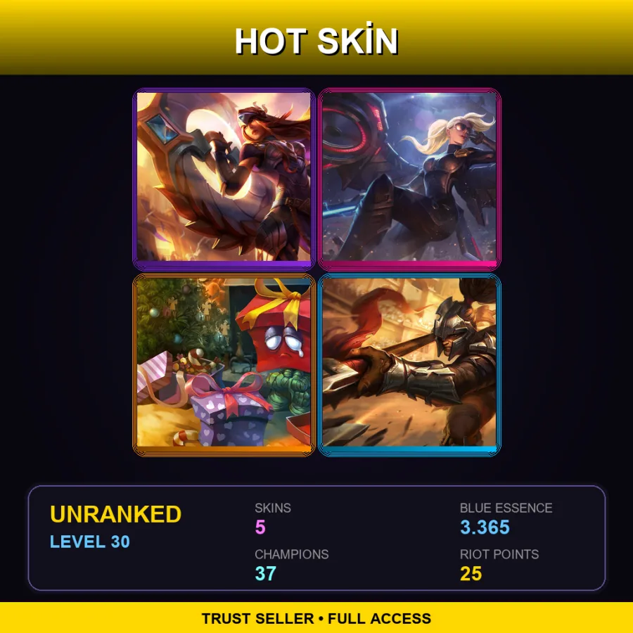 LAS | Victorious Sivir | Riot Kayle | Re-Gifted Amumu | Viscero Xin Zhao | 5 Skin | 37 Champ | Lv30