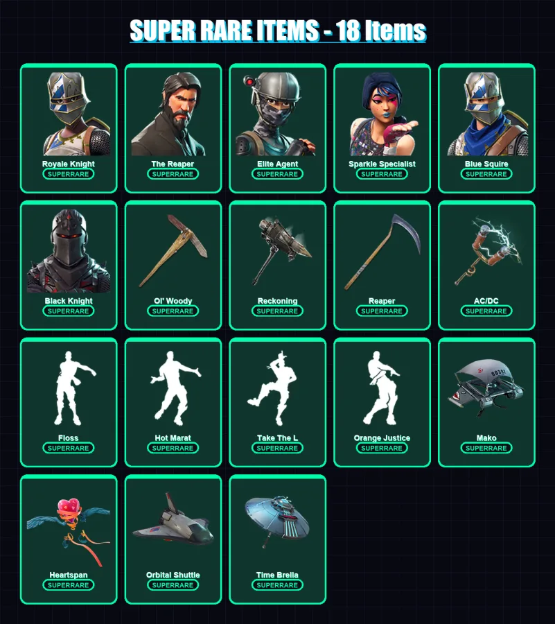 [PS4/PS5/PC] | Royale Knight | The Reaper | Elite Agent | Sparkle Specialist | Blue Squire | 149 skin | 136 pickaxe | 147 emote | 105 glider | Lv183