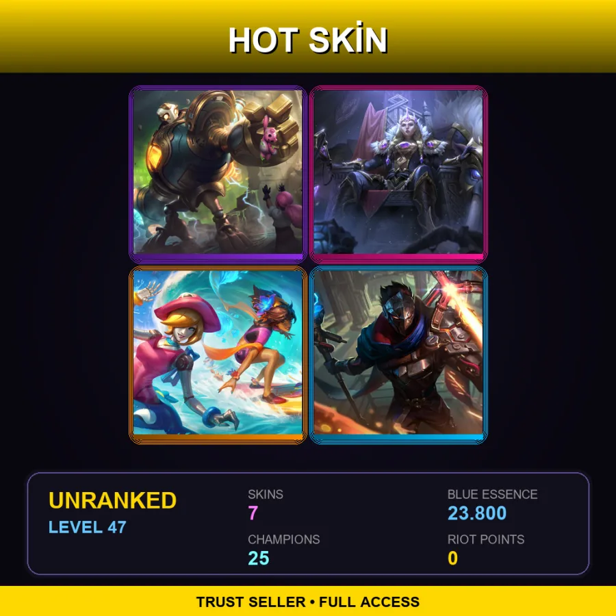 BR | Lv47 | Unranked | 7 Skin | 25 Champ — LoL account