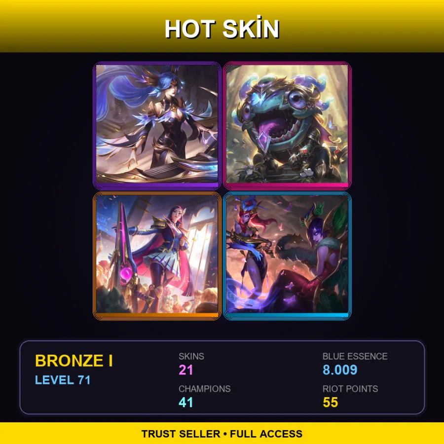 EUW | Lv71 | Bronze I | 21 Skin | 41 Champ