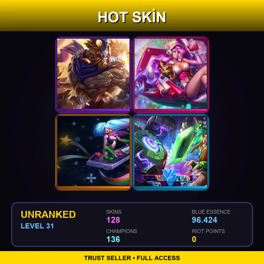 VN | Lv31 | Unranked | 128 Skin | 136 Champ — LoL account