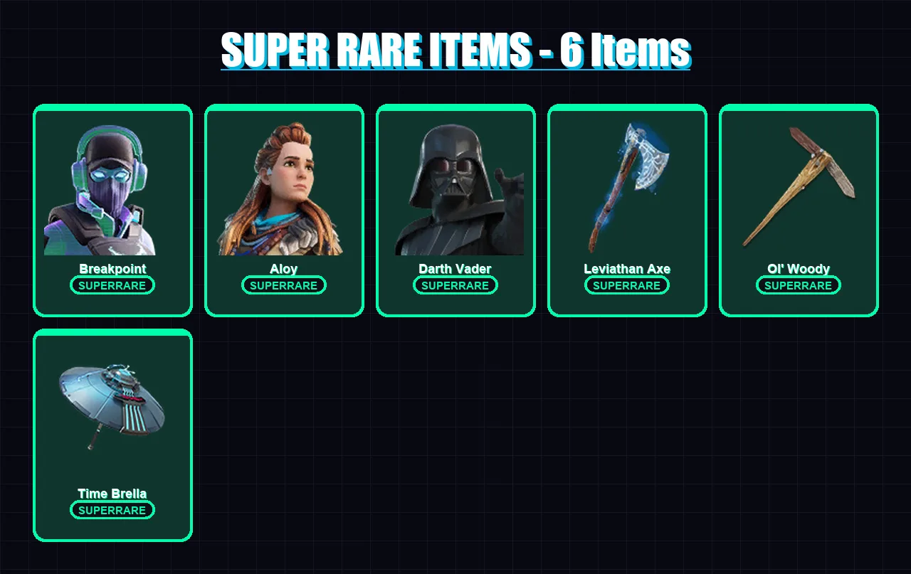 [PC/XBOX] | Breakpoint | Aloy | Darth Vader | Valeria | Joey | 232 skin | 234 pickaxe | 170 emote | 166 glider | Lv2276