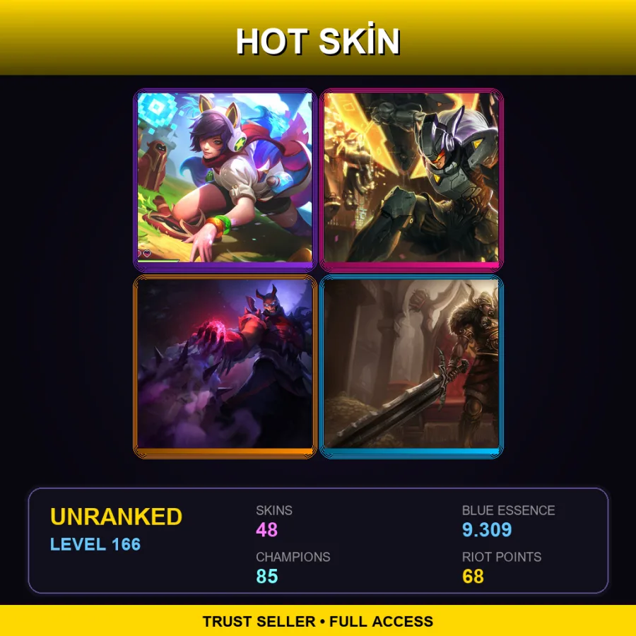 EUW | Lv166 | Unranked | 48 Skin | 85 Champ — LoL account