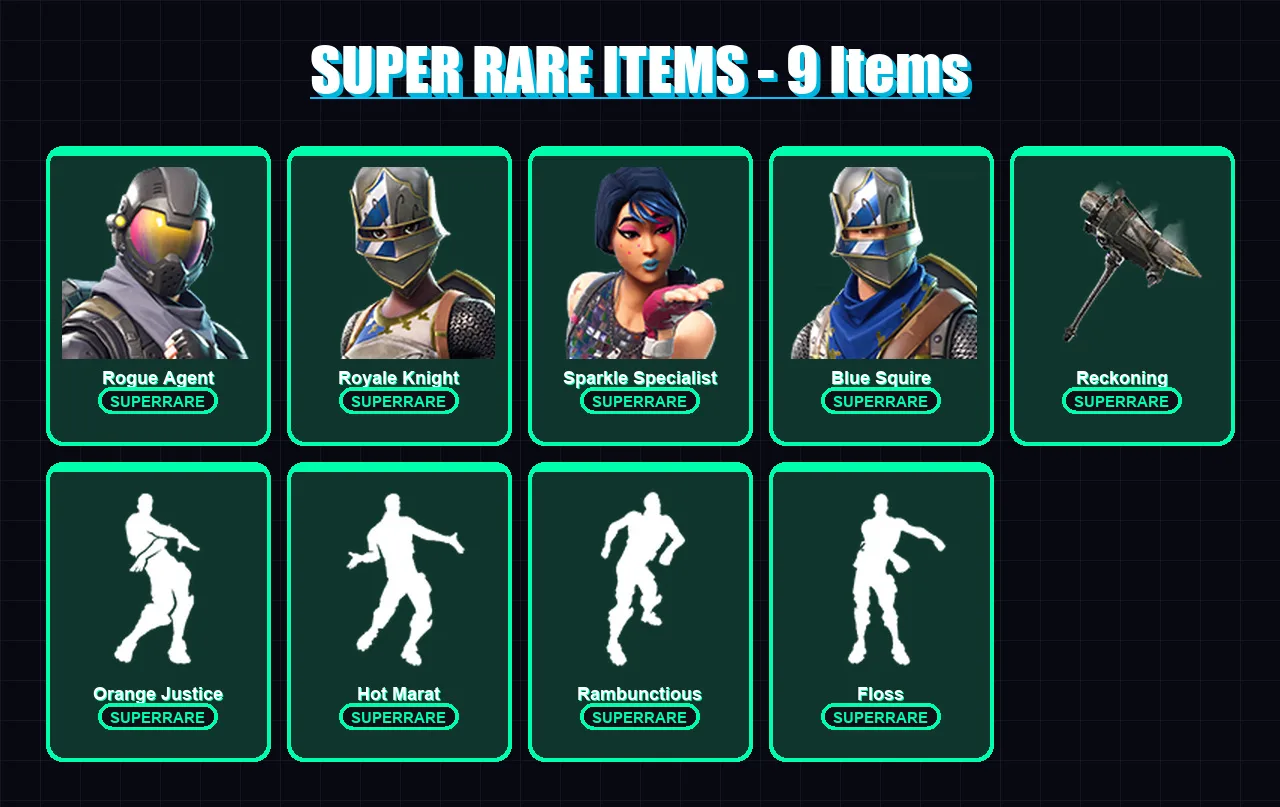 [PS4/PS5/XBOX/PC] | Rogue Agent | Royale Knight | Sparkle Specialist | Blue Squire | Wild Card | 91 skin | 64 pickaxe | 80 emote | 68 glider | Lv128