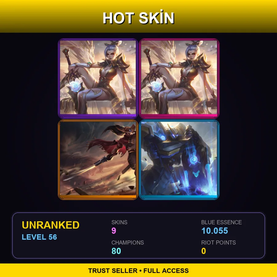 TR | Lv56 | Unranked | 9 Skin | 80 Champ — High Noon Yasuo