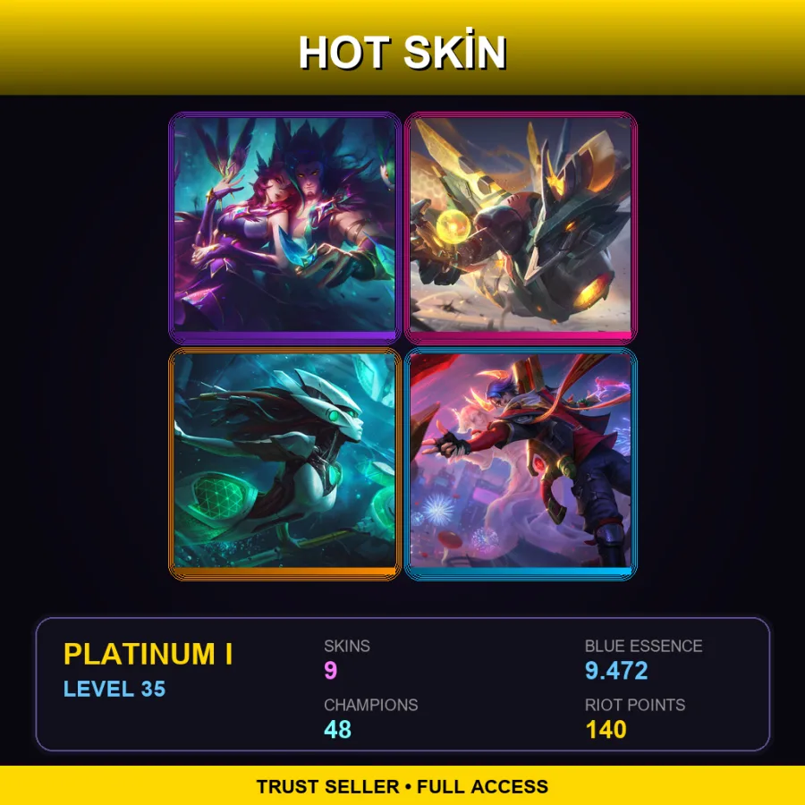 NA | Lv35 | Platinum I | 9 Skin | 48 Champ