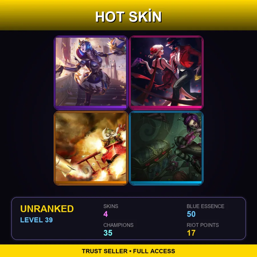 EUW | Lv39 | Unranked | 4 Skin | 35 Champ