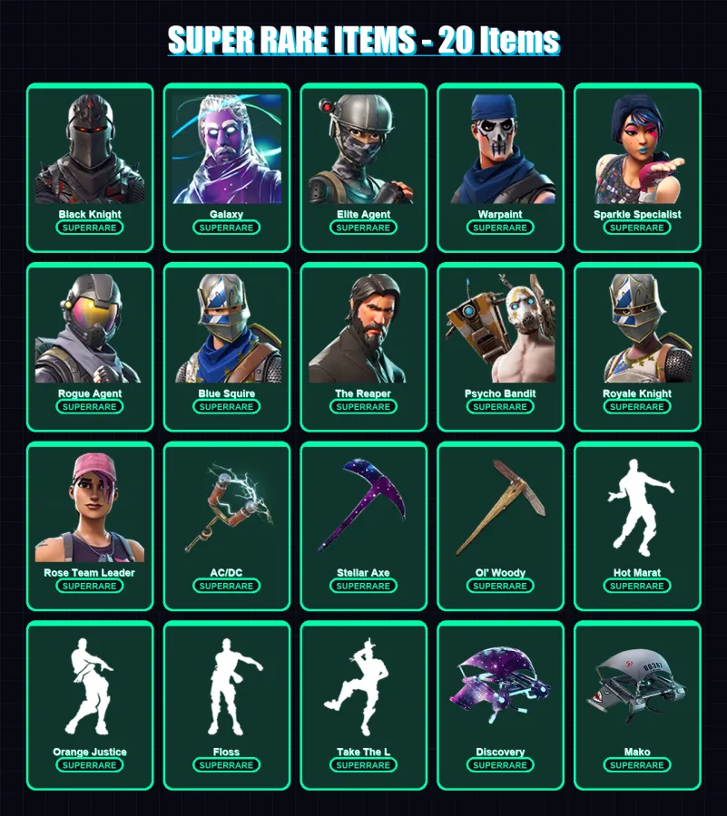 [PC/XBOX/PSN] | Black Knight | Galaxy | Elite Agent | Warpaint | Sparkle Specialist | 31 skin | 32 pickaxe | 49 emote | 43 glider | Lv676