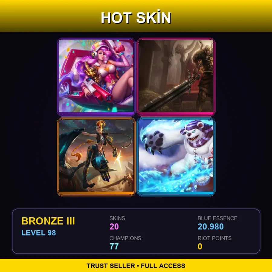 LAN | Lv98 | Bronze III | 20 Skin | 77 Champ