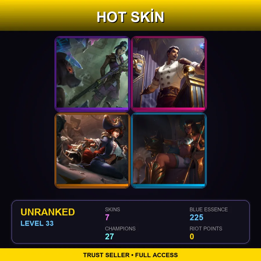 RU | Lv33 | Unranked | 7 Skin | 27 Champ — LoL account