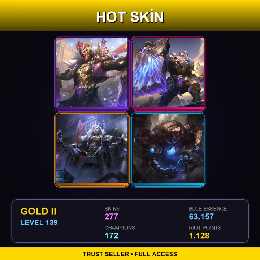 EUW | Lv139 | Gold II | 277 Skin | 172 Champ