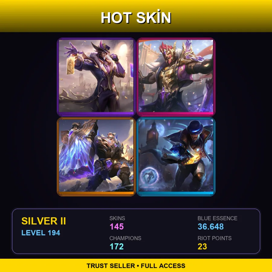 EUW | Lv194 | Silver II | 145 Skin | 172 Champ