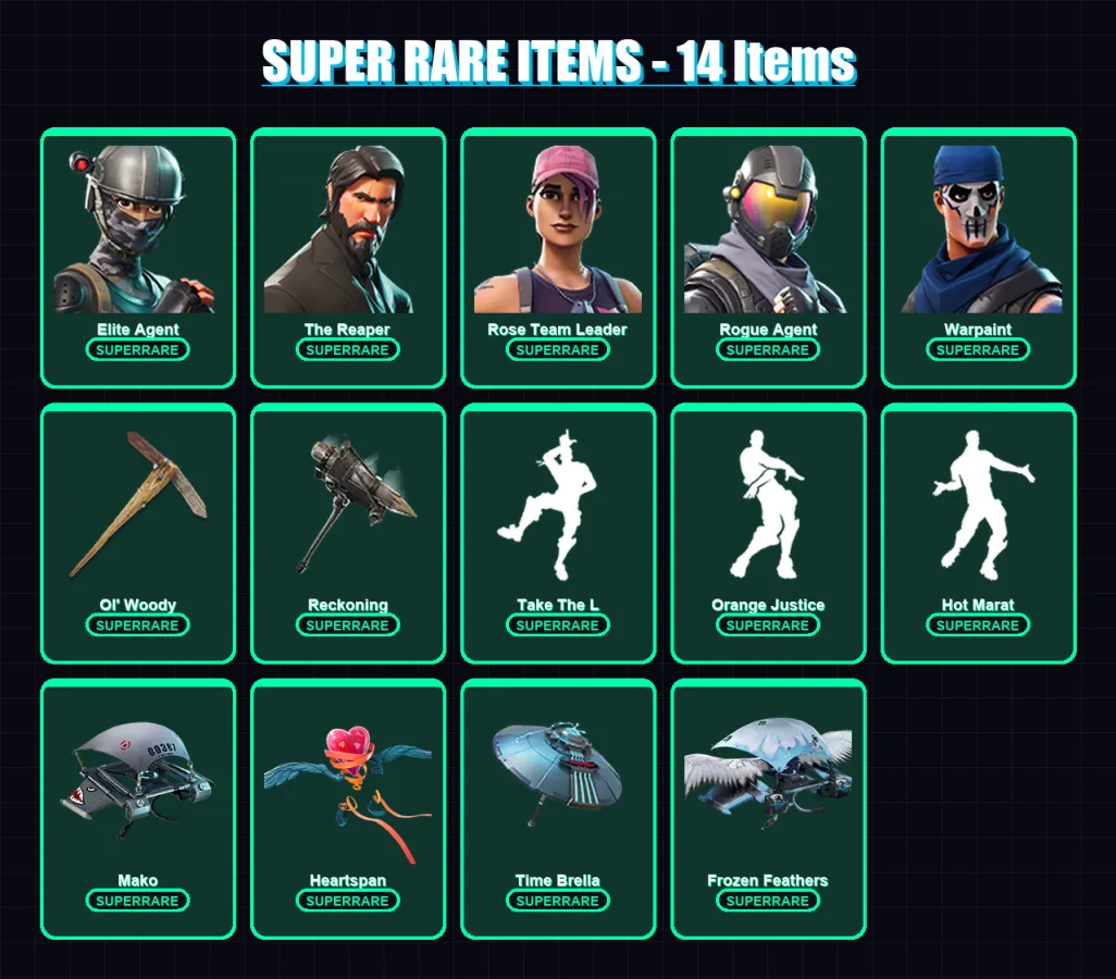[PC/XBOX/PSN] | Elite Agent | The Reaper | Rose Team Leader | Rogue Agent | Warpaint | 98 skin | 93 pickaxe | 86 emote | 96 glider | Lv1157