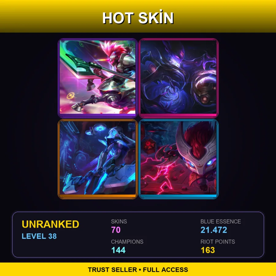 NA | Lv38 | Unranked | 70 Skin | 144 Champ