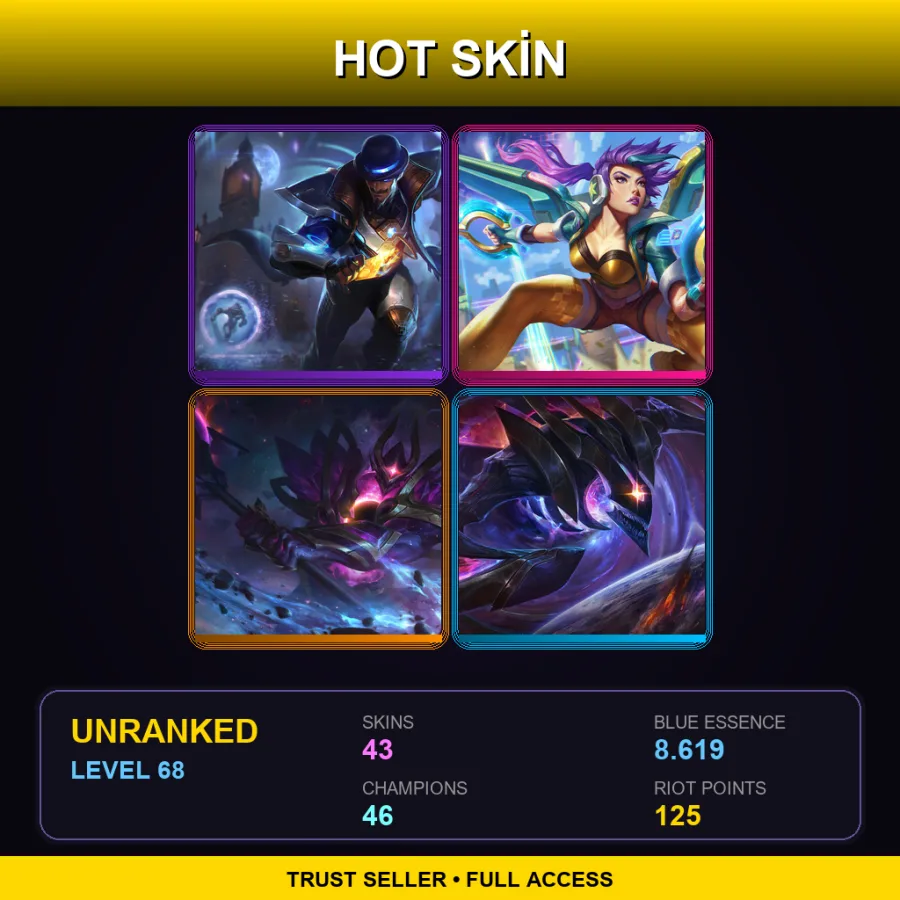 TR | Lv68 | Unranked | 43 Skin | 46 Champ