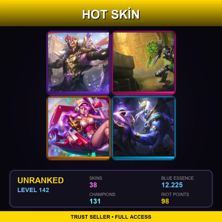 TR | Lv142 | Unranked | 38 Skin | 131 Champ — LoL account