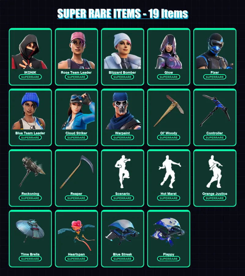 [PC/XBOX] | IKONIK | Rose Team Leader | Blizzard Bomber | Glow | Fixer | 215 skin | 219 pickaxe | 171 emote | 189 glider | Lv2675