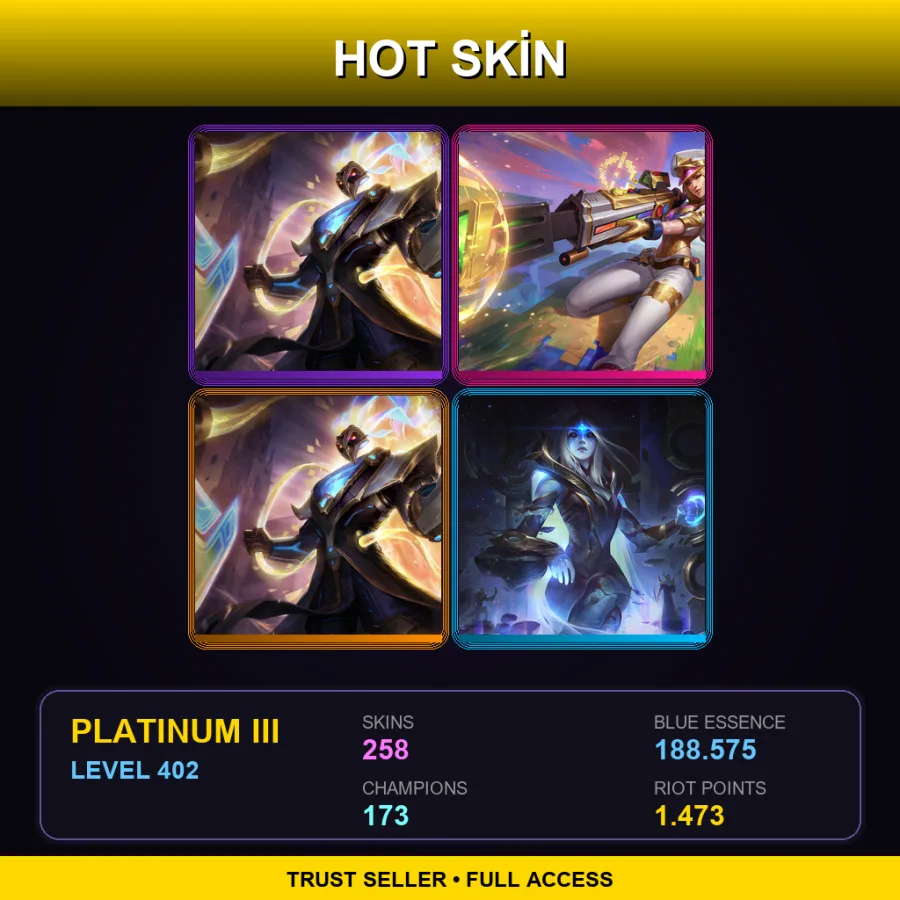 EUW | Lv402 | Platinum III | 258 Skin | 173 Champ