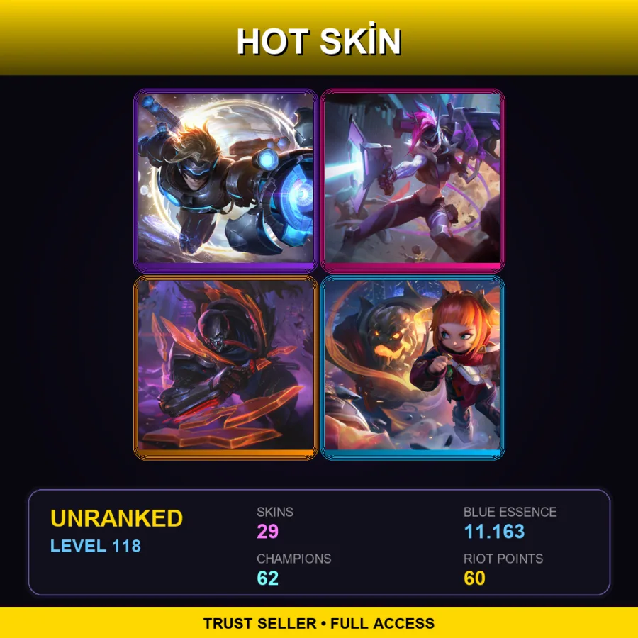 EUNE | Lv118 | Unranked | 29 Skin | 62 Champ