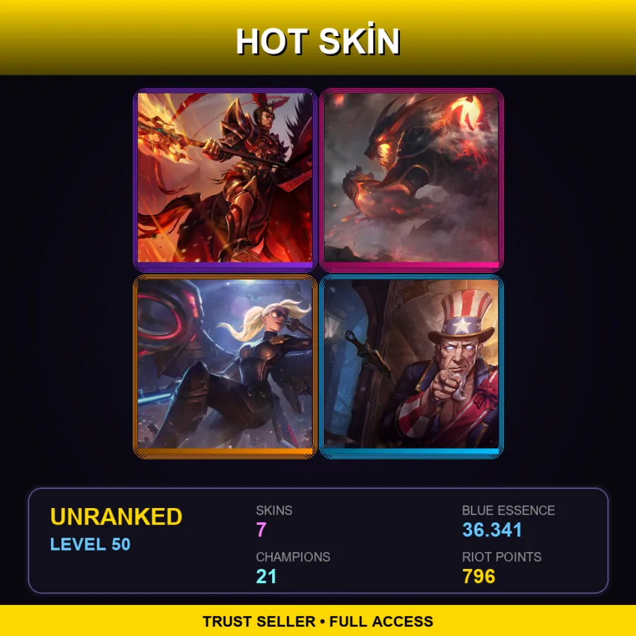 TW | Lv50 | Unranked | 7 Skin | 21 Champ