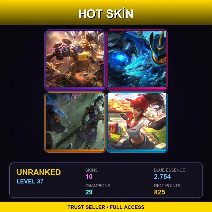 EUW | Lv37 | Unranked | 10 Skin | 29 Champ