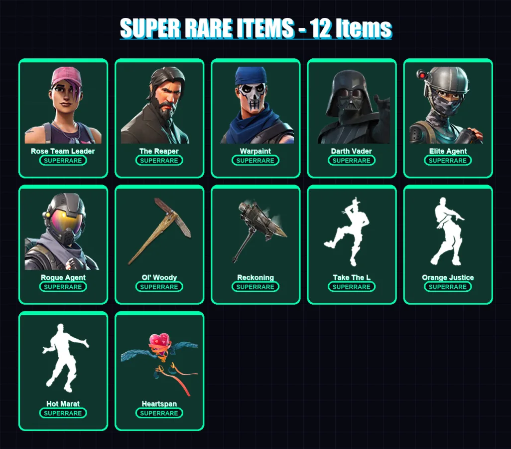 [PC/PSN] | Rose Team Leader | The Reaper | Warpaint | Darth Vader | Elite Agent | 165 skin | 136 pickaxe | 157 emote | 115 glider | Lv1331 — Fortnite account