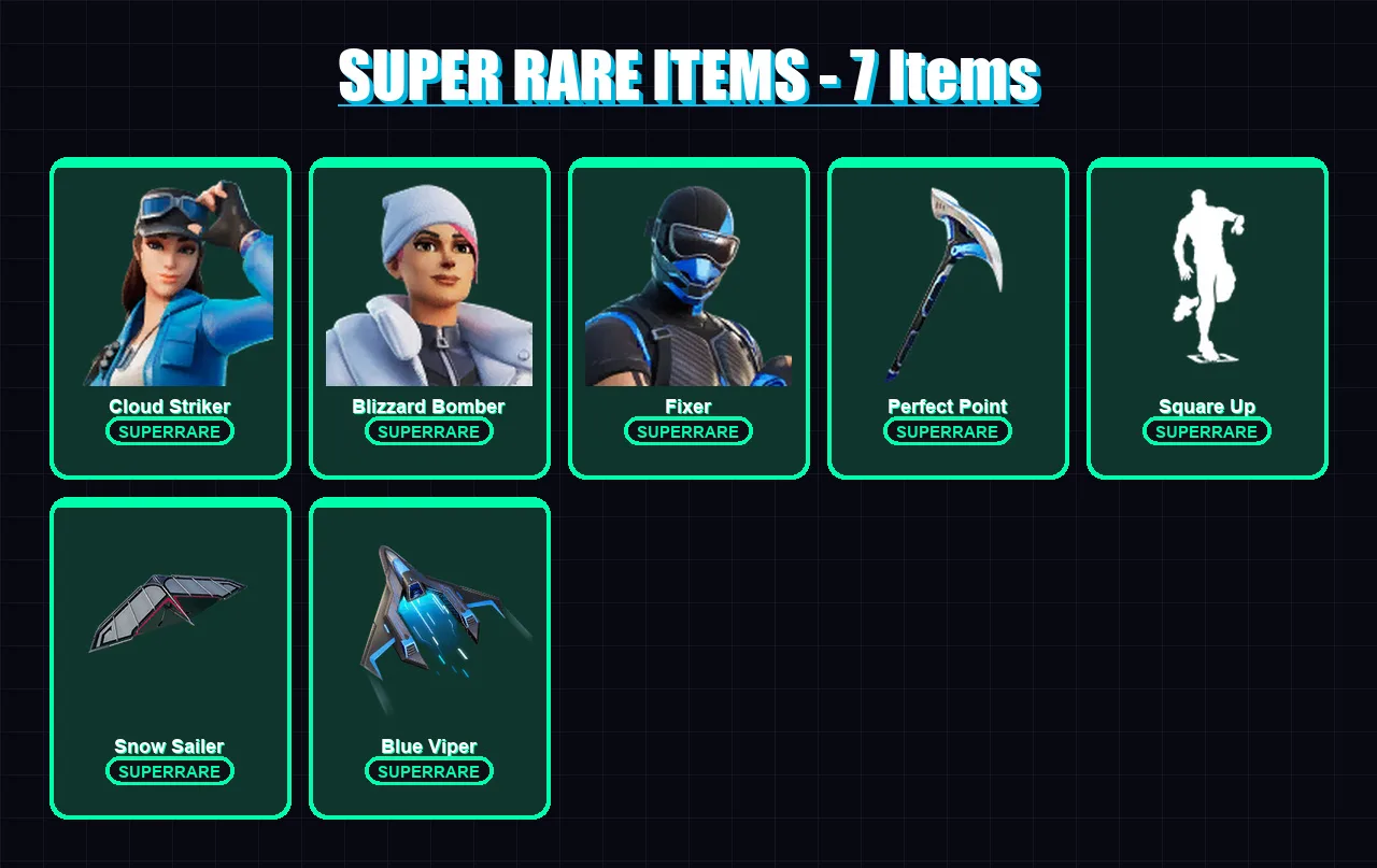 [PS4/PS5/XBOX/PC] | Cloud Striker | Blizzard Bomber | Fixer | Snowmando | Polar Peely | 7 skin | 16 pickaxe | 18 emote | 19 glider | Lv262