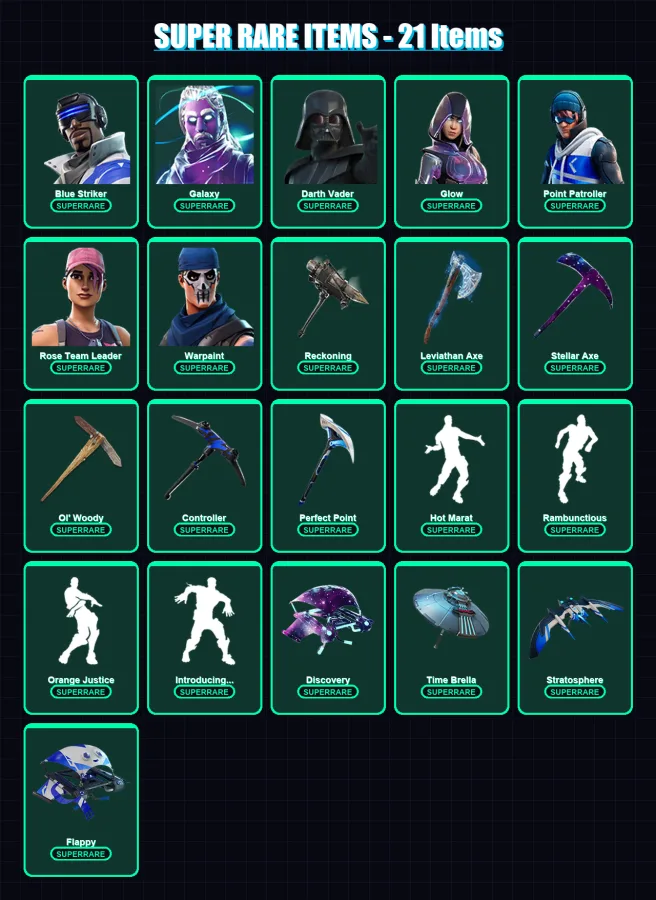 [PS4/PS5/XBOX/PC] | Blue Striker | Galaxy | Darth Vader | Glow | Point Patroller | 307 skin | 278 pickaxe | 232 emote | 243 glider | Lv3361