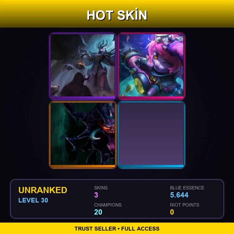 NA | Lv30 | Unranked | 3 Skin | 20 Champ