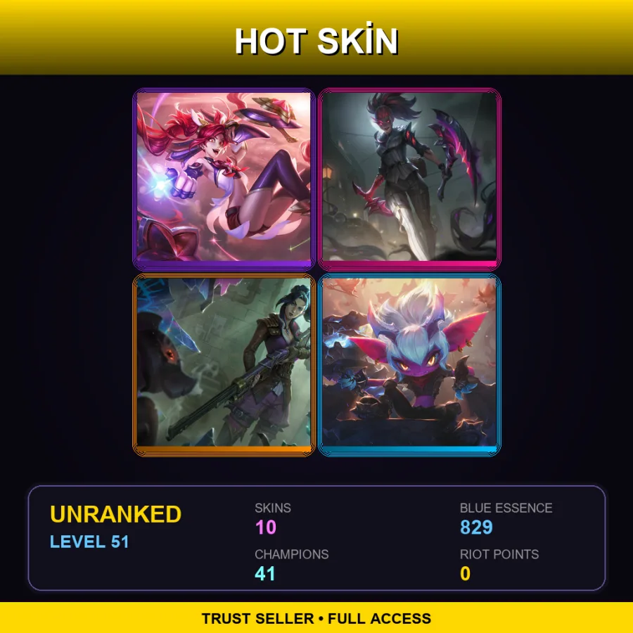 LAN | Lv51 | Unranked | 10 Skin | 41 Champ — LoL account