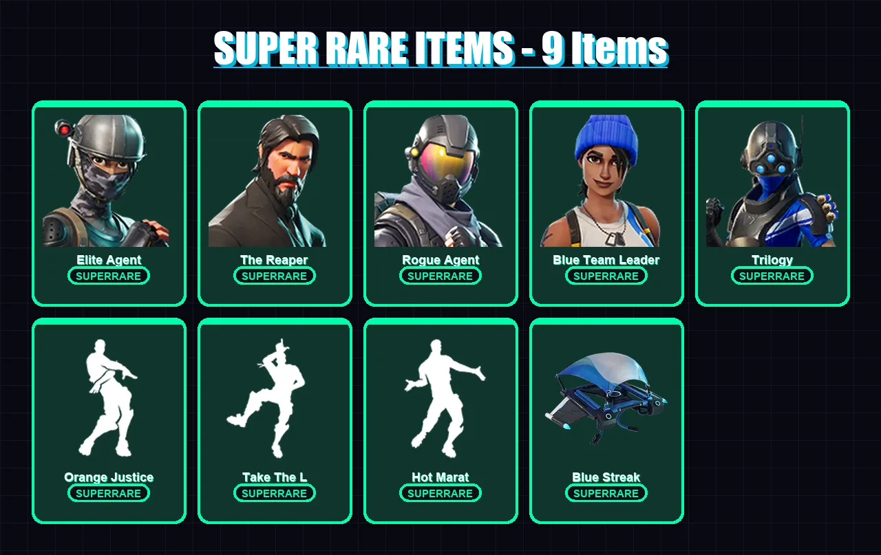 [PC/XBOX/PSN] | Elite Agent | The Reaper | Rogue Agent | Blue Team Leader | Trilogy | 51 skin | 38 pickaxe | 59 emote | 52 glider | Lv760