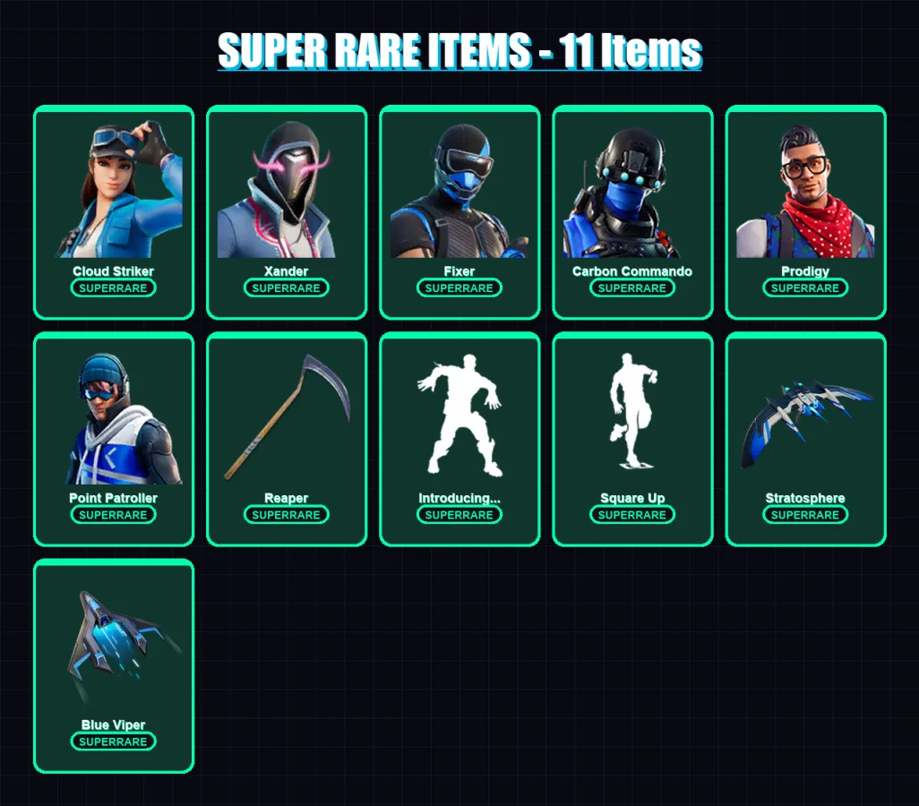 [PC/PSN] | Cloud Striker | Xander | Fixer | Carbon Commando | Prodigy | 123 skin | 153 pickaxe | 114 emote | 122 glider | Lv2432