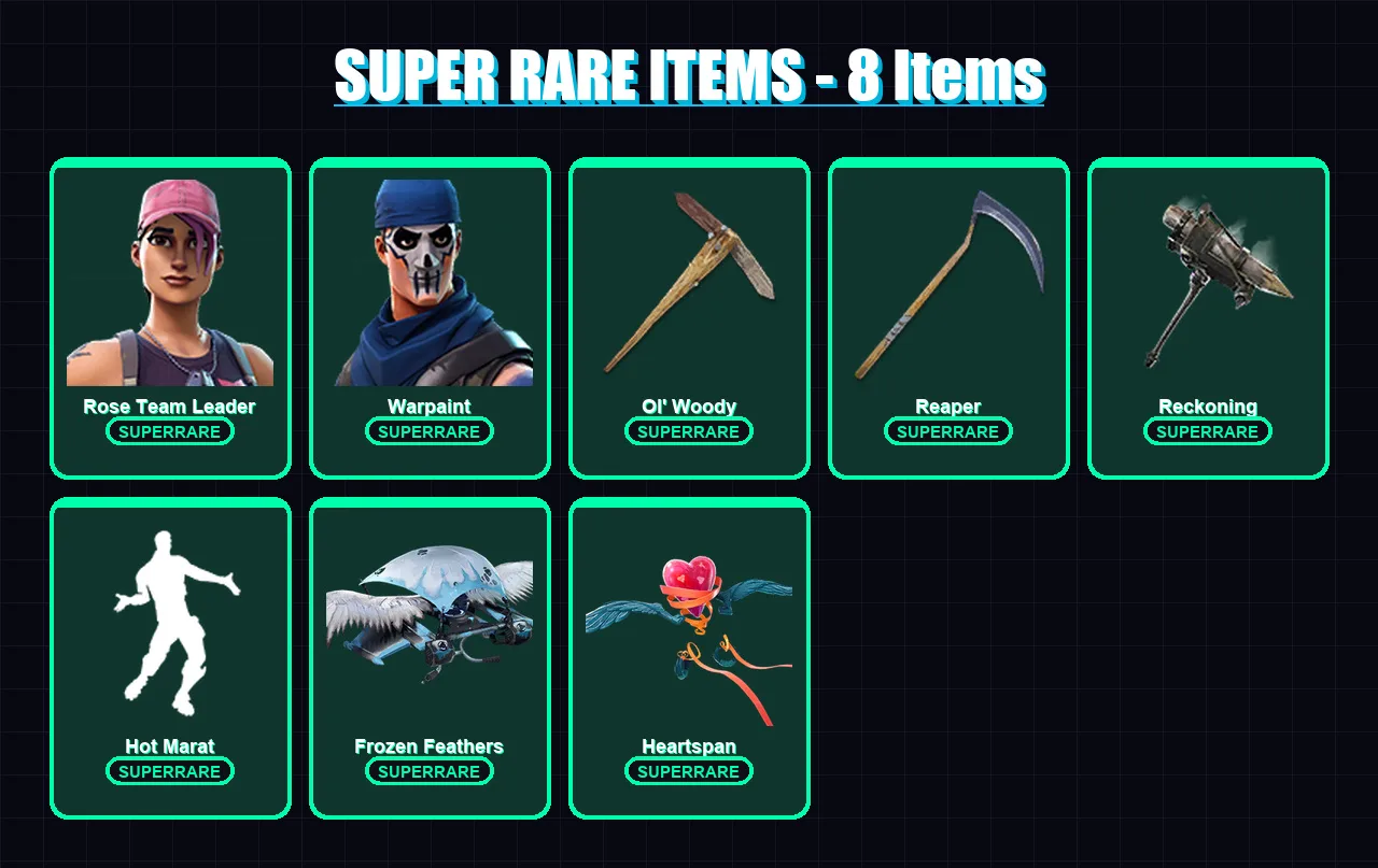 [PC/XBOX] | Rose Team Leader | Warpaint | Frostbite | Cuddle Team Leader | Blackheart | 87 skin | 62 pickaxe | 75 emote | 60 glider | Lv936 — Fortnite account