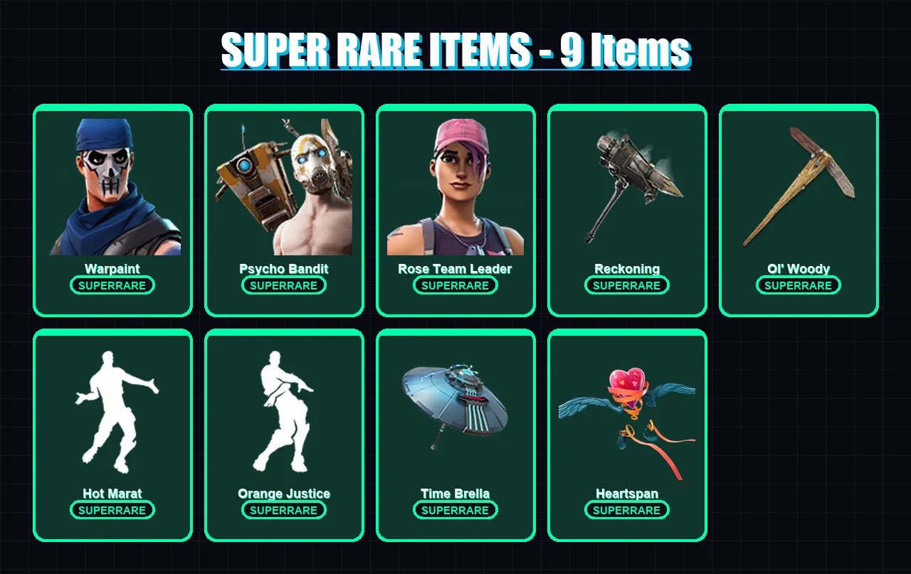 [PC/XBOX/PSN] | Warpaint | Psycho Bandit | Rose Team Leader | Deadpool | Dire | 32 skin | 32 pickaxe | 46 emote | 37 glider | Lv450