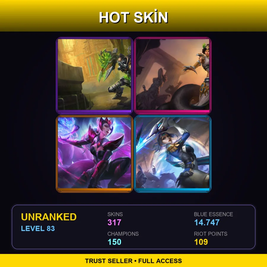 EUNE | Lv83 | Unranked | 317 Skin | 150 Champ — LoL account