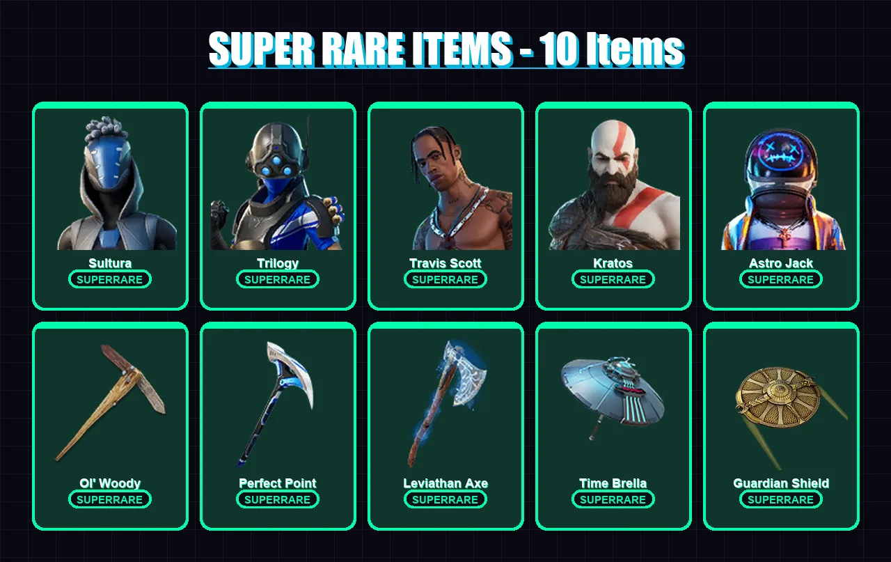 [PS4/PS5/XBOX/PC] | Sultura | Trilogy | Travis Scott | Kratos | Astro Jack | 114 skin | 119 pickaxe | 79 emote | 103 glider | Lv1568
