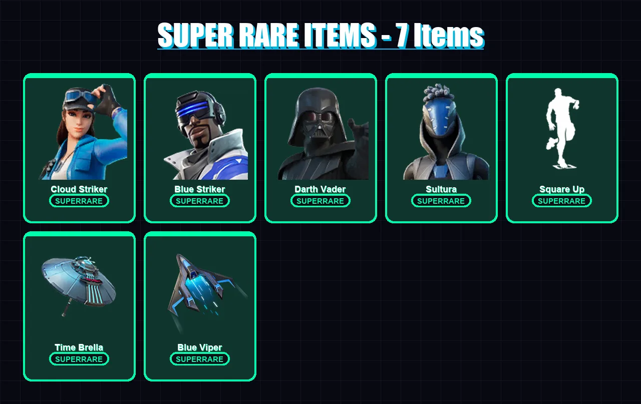 [PC/XBOX] | Cloud Striker | Blue Striker | Darth Vader | Sultura | Ronin | 70 skin | 89 pickaxe | 63 emote | 68 glider | Lv807 — Fortnite account