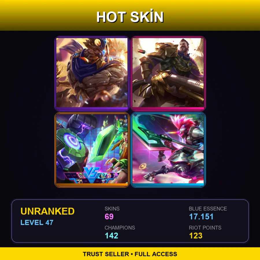 SG | Lv47 | Unranked | 69 Skin | 142 Champ — LoL account