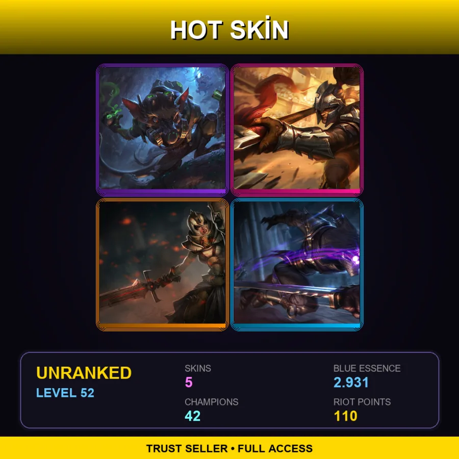EUNE | Lv52 | Unranked | 5 Skin | 42 Champ