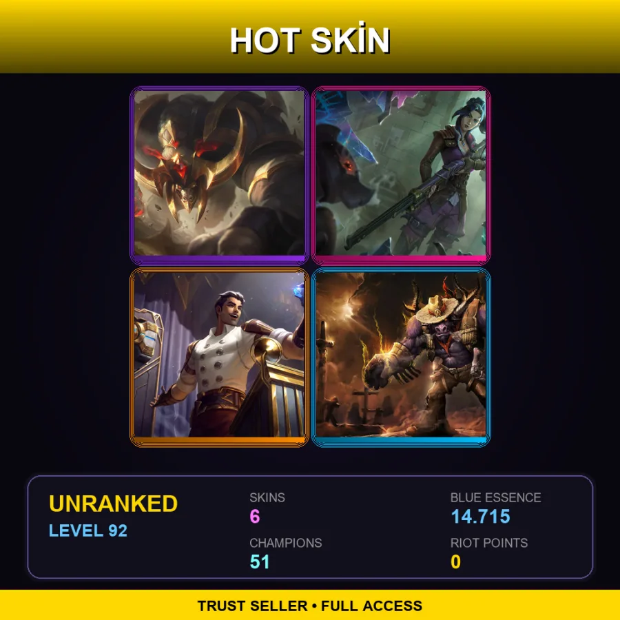 LAN | Lv92 | Unranked | 6 Skin | 51 Champ — Conqueror Alistar