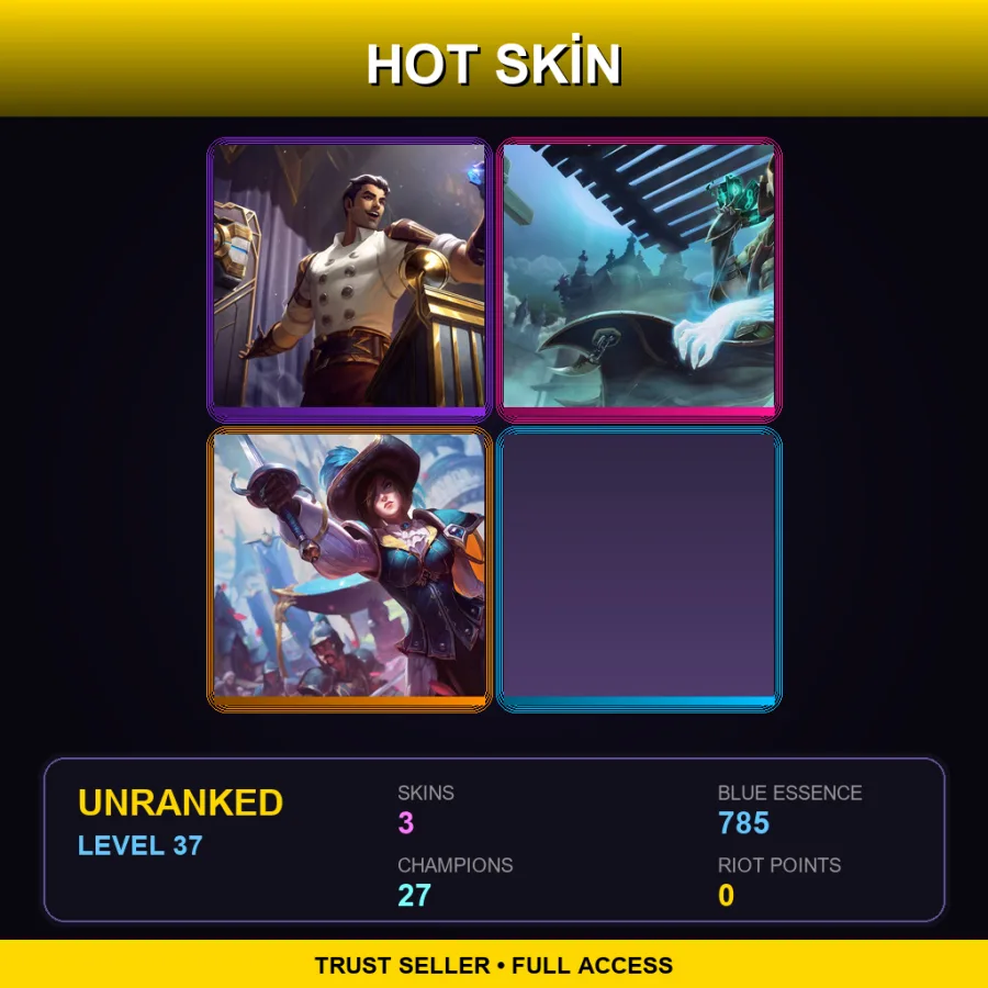 TR | Arcane Inventor Jayce | Underworld Twisted Fate | Royal Guard Fiora | 3 Skin | 27 Champ | Lv37