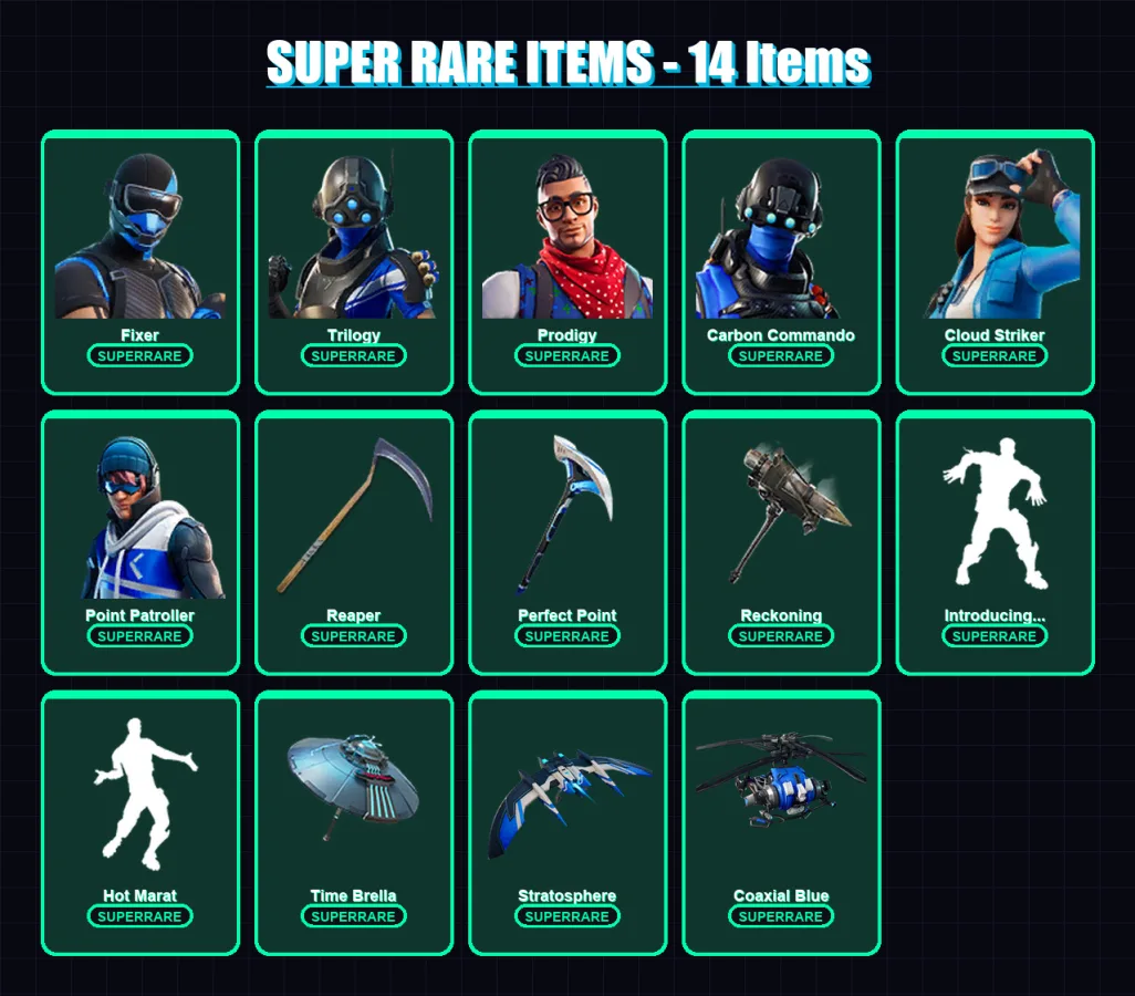 [PS4/PS5/XBOX/PC] | Fixer | Trilogy | Prodigy | Carbon Commando | Cloud Striker | 105 skin | 102 pickaxe | 123 emote | 93 glider | Lv1445 — Game account
