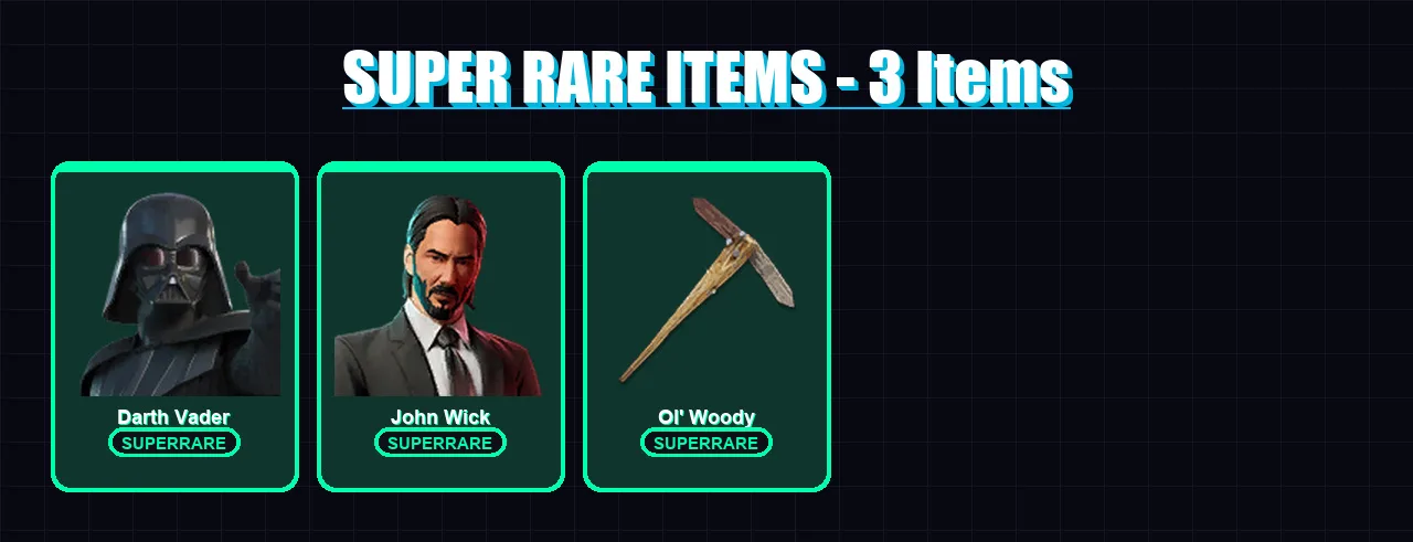 [PC] | Darth Vader | John Wick | Paradigm (Reality-659) | Zeus | Vegeta | 225 skin | 206 pickaxe | 97 emote | 115 glider | Lv1178