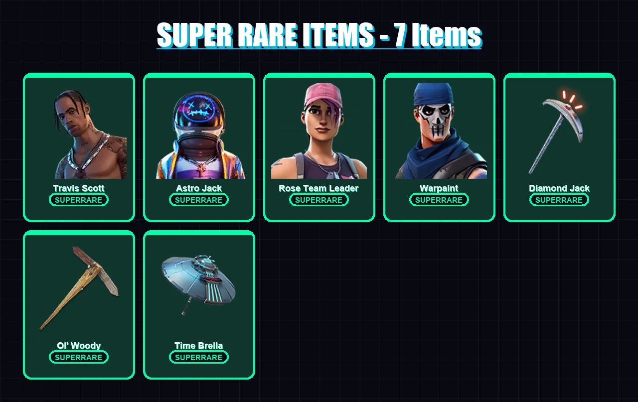 [PC/XBOX/PSN] | Travis Scott | Astro Jack | Rose Team Leader | Warpaint | Joltara | 89 skin | 88 pickaxe | 66 emote | 77 glider | Lv1150