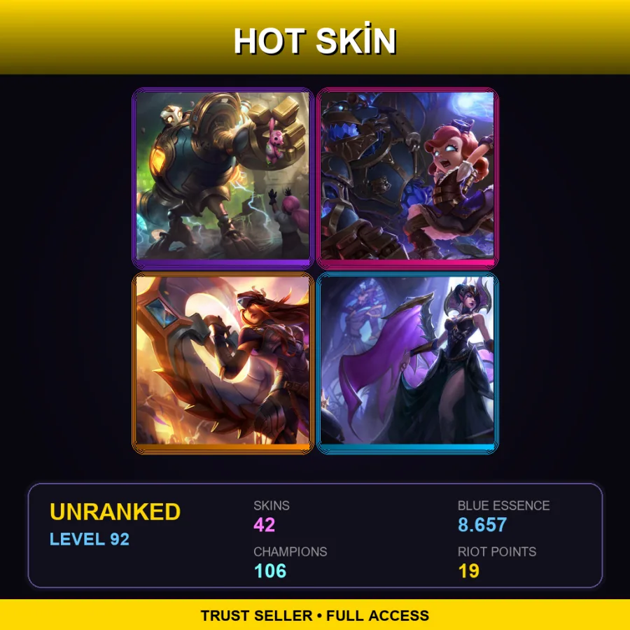 VN | Lv92 | Unranked | 42 Skin | 106 Champ — Infernal Nasus