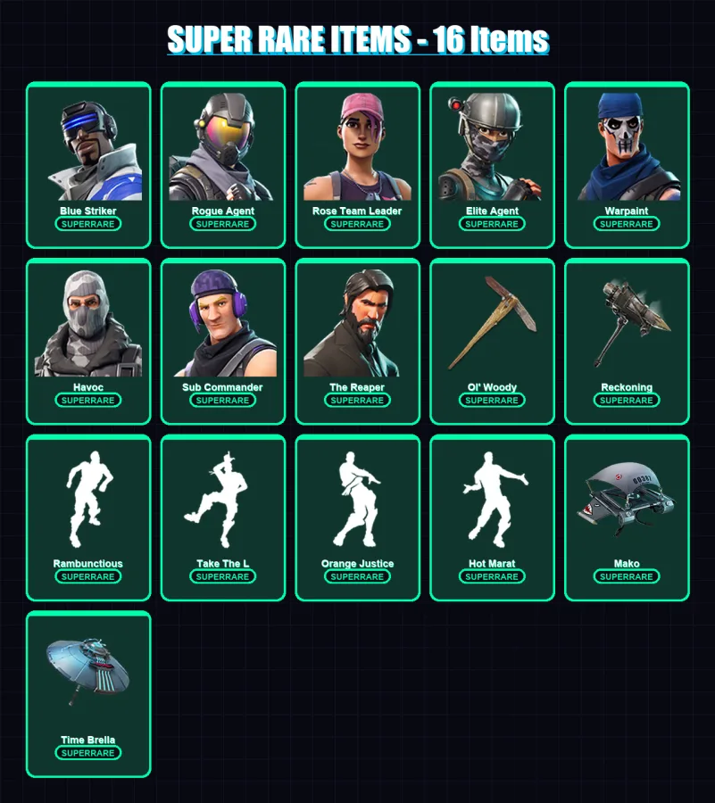 [PC/XBOX/PSN] | Blue Striker | Rogue Agent | Rose Team Leader | Elite Agent | Warpaint | 69 skin | 66 pickaxe | 71 emote | 64 glider | Lv927